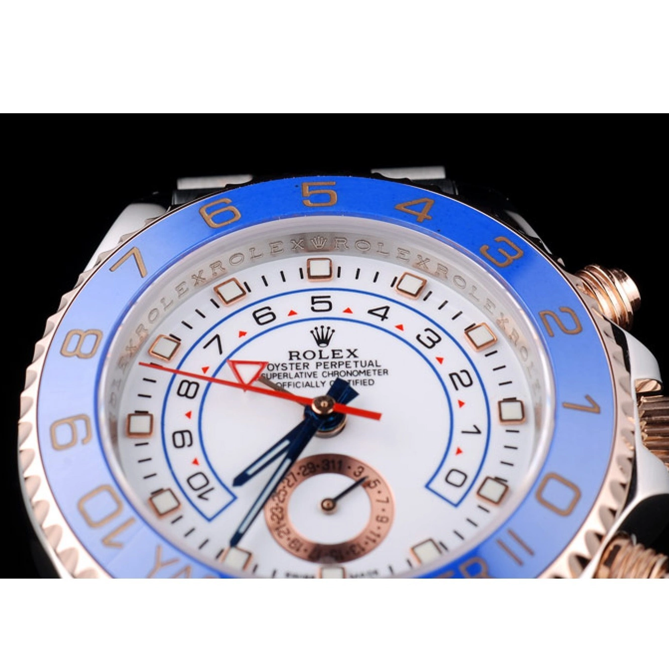 AAA Replica Watches Ceramic Yachtmaster Bezel Blue Rolex Dial Watch White 0807